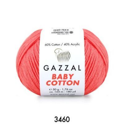GAZZAL  BABY COTTON   3460 - 60% Хлопок, 40% Акрил 50 г/165 м